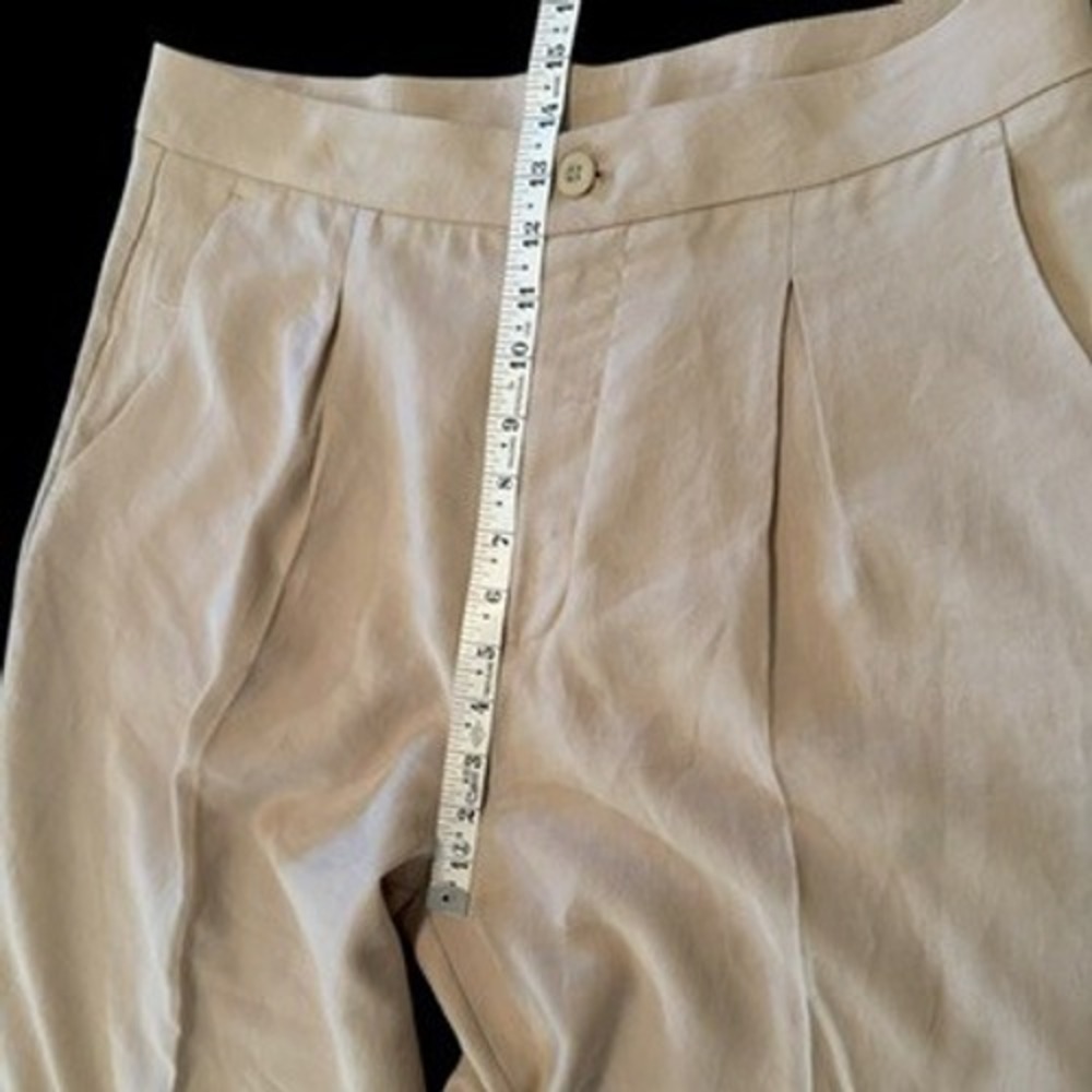 The Primark Edit Beige Lyocell Blend Wide Leg Pleated Pants 12 Lightweight - Picture 9 of 9